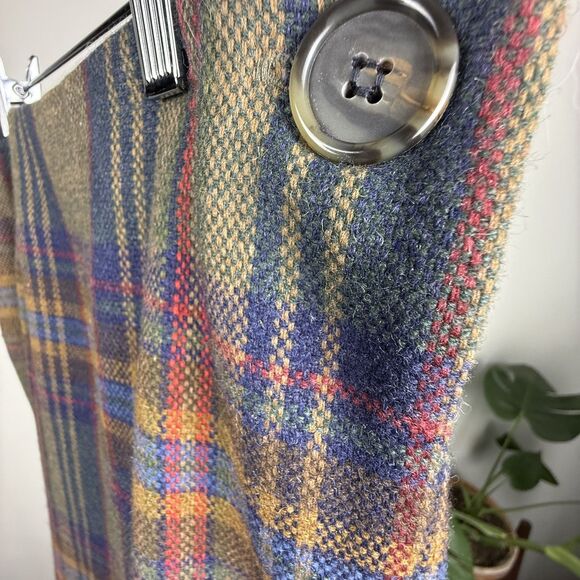 Vintage Wool Plaid Wrap Skirt | Tartan Winter Midi Skirt, USA Made - Picture 4 of 11